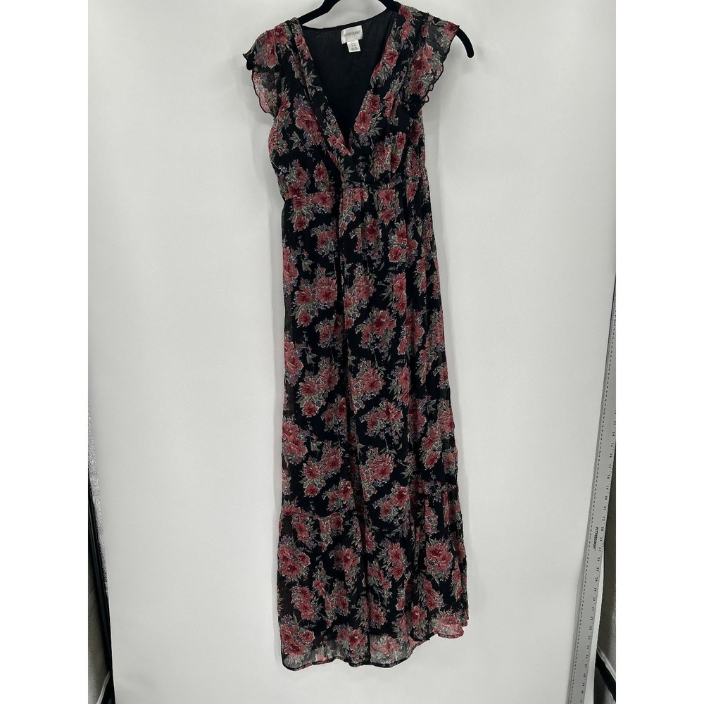 Motherhood Maternity Women's Black Floral Maxi Dress Size S BloomCore WhimsiGoth